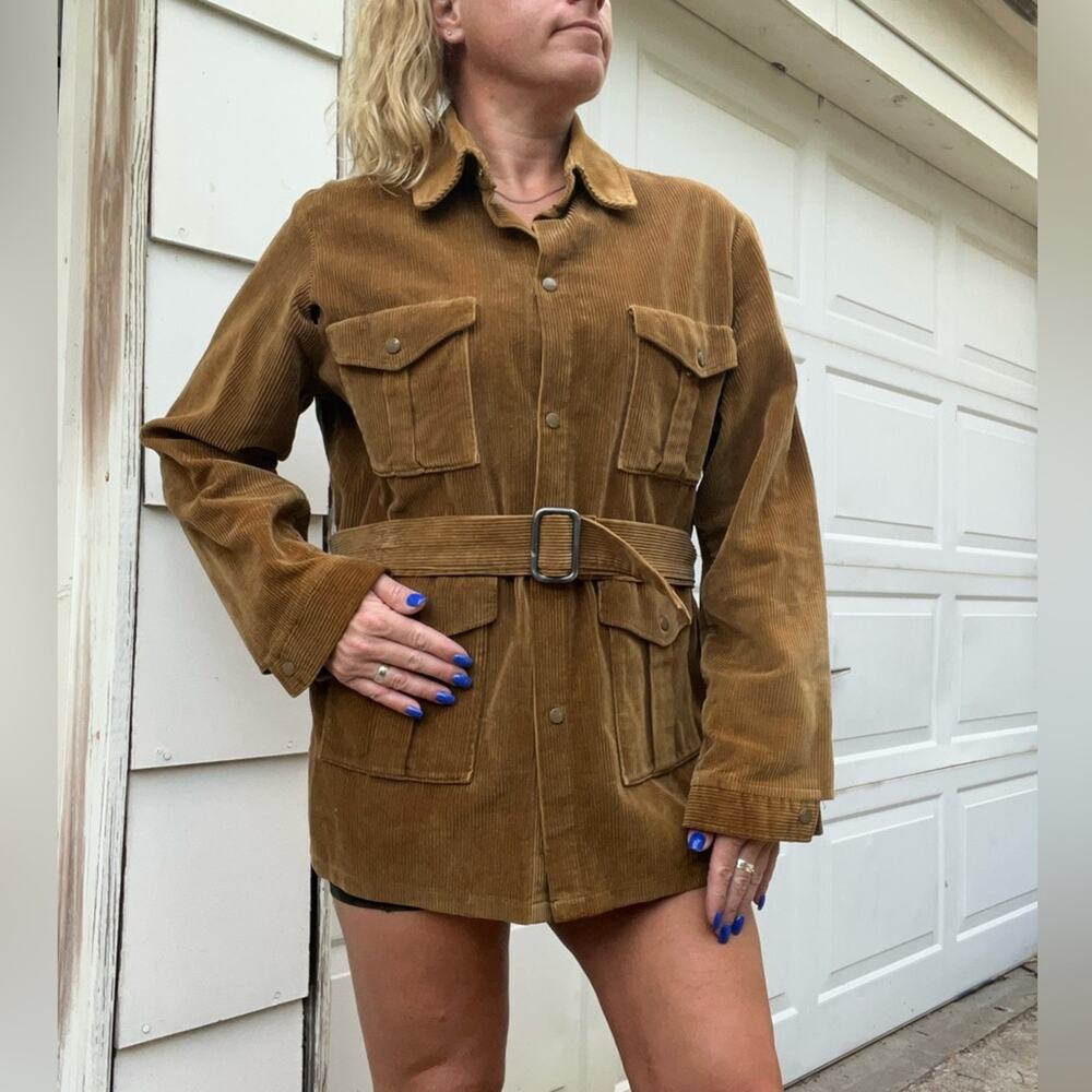 Vintage Gamemaster Sportswear Corduroy Belted Blazer Safari Jacket USA MEDIUM
